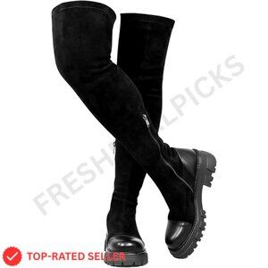 Brand New CouieCuies Boots 6 Black Thigh High